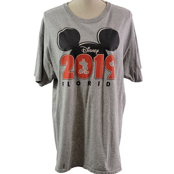 Disney Men's Mickey Mouse Ears 2019 Florida Crew Neck Gray T-Shirt – Size Large - Picture 7 of 12